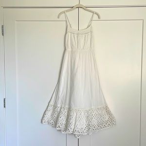 Jcrew cotton ruffle eyelet midi sundress